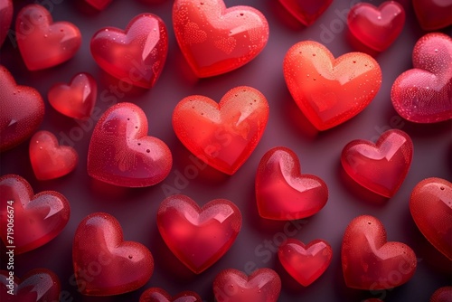 Love and friendship Valentines Day background with 3D red hearts
