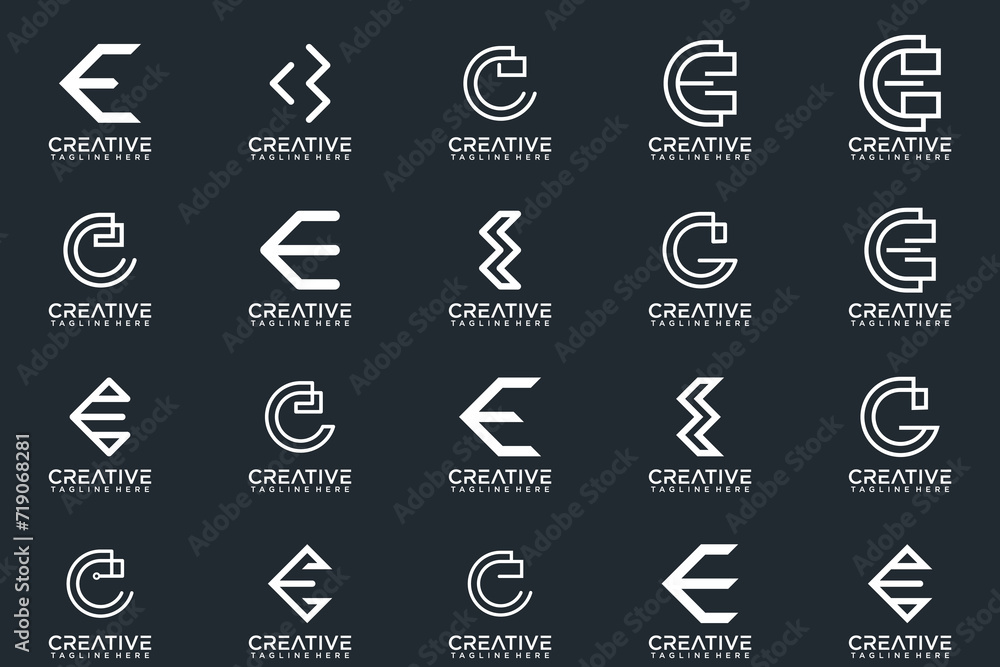 mega collection abstract letters E logo design