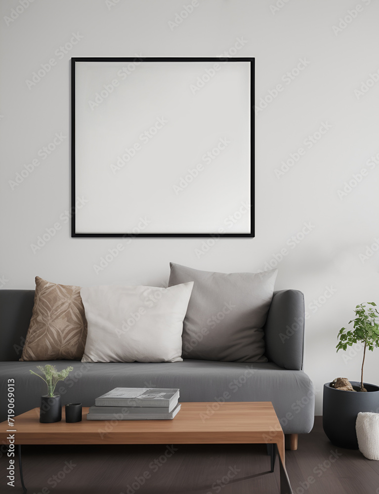 Square Frame mockup in home interior background Square Frame mockup in home interior background
