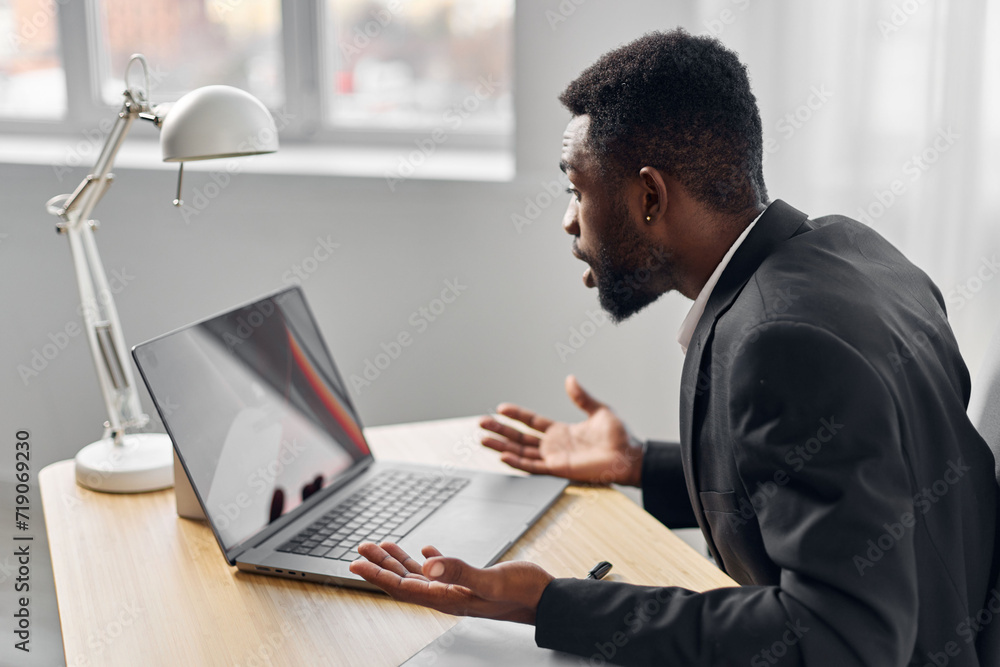 online man using education african student freelancer job laptop computer office american online man using education african student freelancer job laptop computer office american