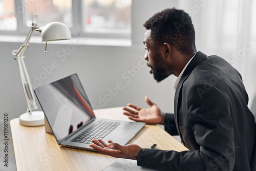 online man using education african student freelancer job laptop computer office american