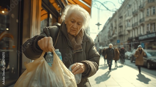 elderly woman with bags