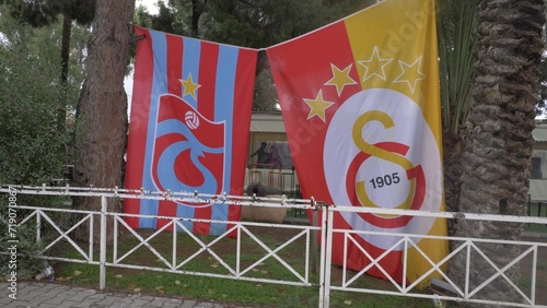 Galatasaray and Trabzonspor flags in Nicosia, Cyprus photo