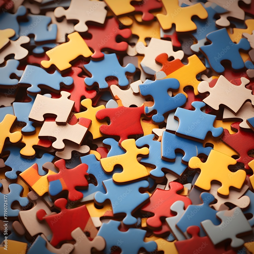 jigsaw puzzle pieces seamless pattern, Ai generative jigsaw puzzle pieces seamless pattern, Ai generative