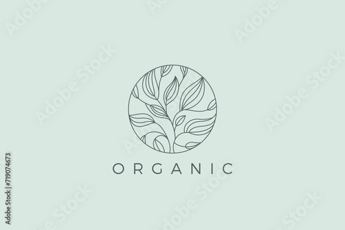 Floral Elegant Logo Cosmetics Leaf Vector Design template. Fashion Luxury Leaves Logotype concept icon.