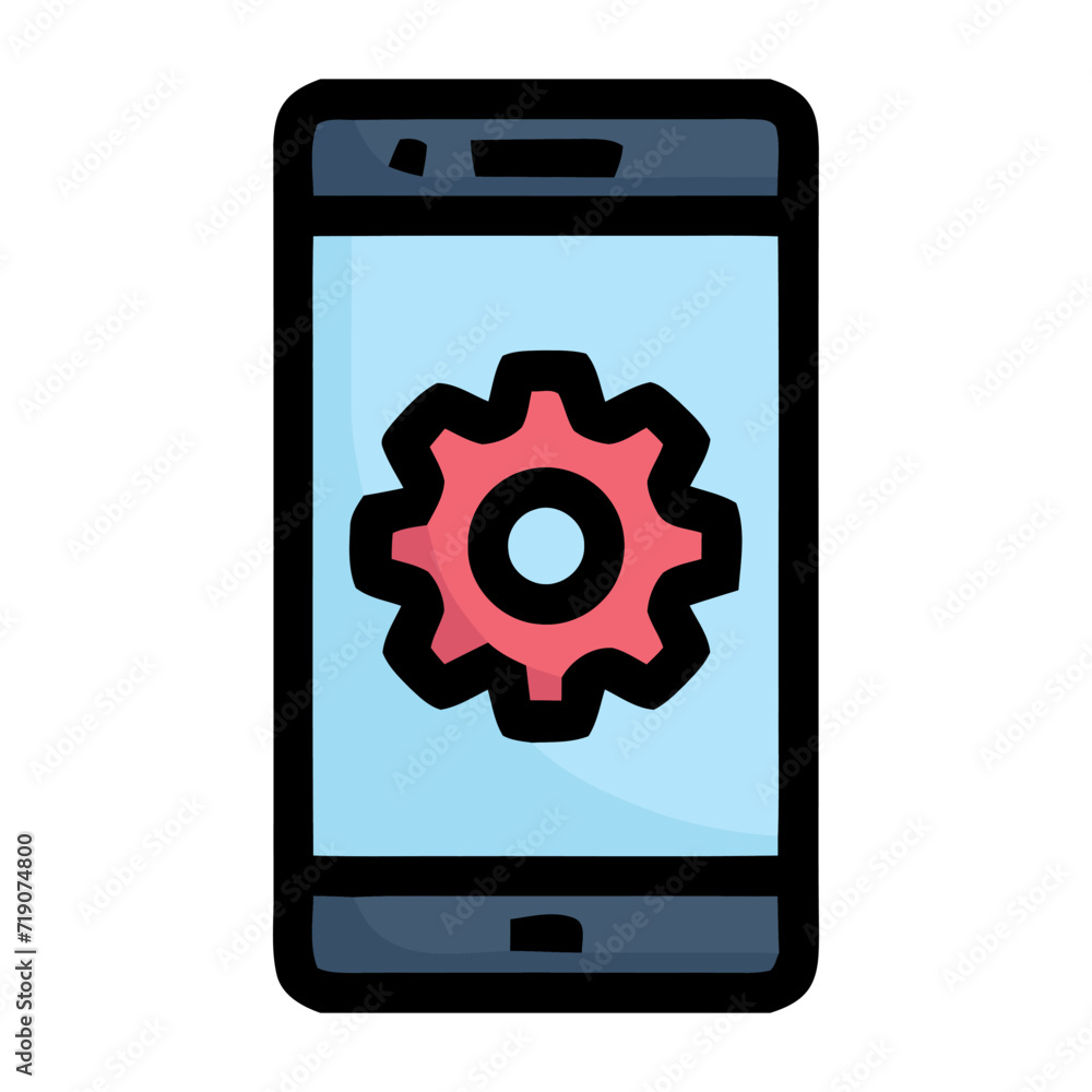 Setting mobile icon flat vector illustration Setting mobile icon flat vector illustration