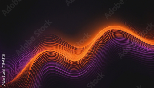 Colorful gradient wave on black background, abstract banner design with orange and purple hues, empty space for text.