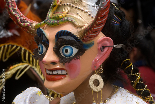 Diablada Carnival of the Virgin of La Candelaria with mask, costumes and typical clothing from Puno Peru