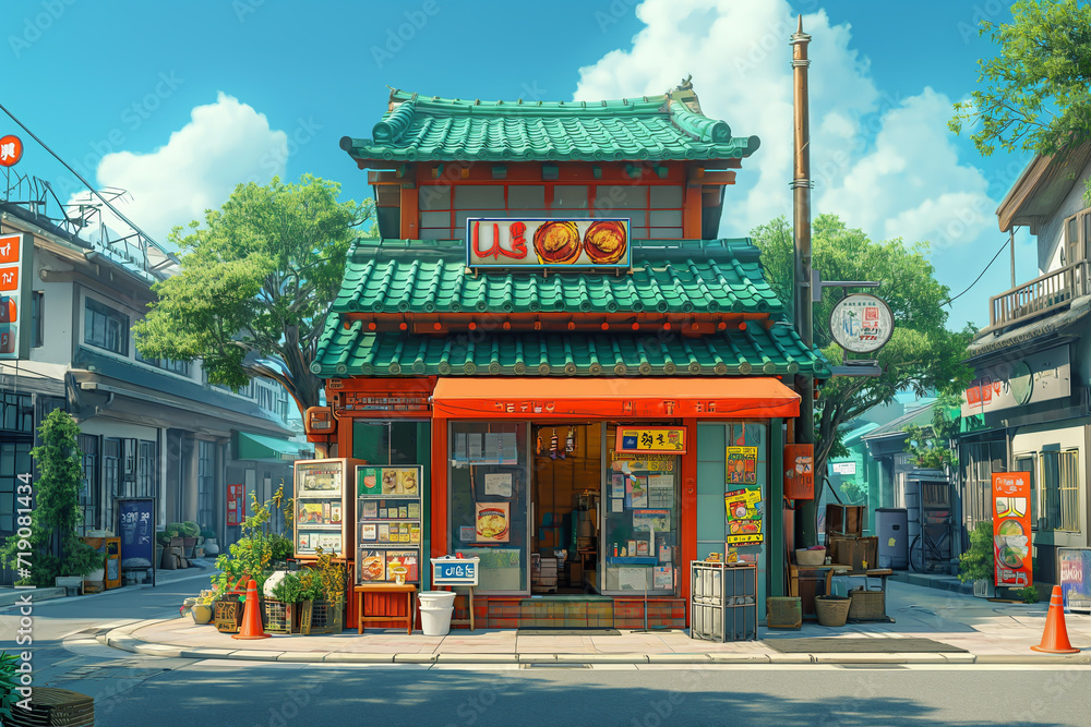 Fototapeta premium Asia China: Street food stalls, sit and eat