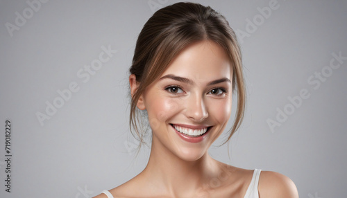 Cheerful Caucasian Woman Smiling at Camera