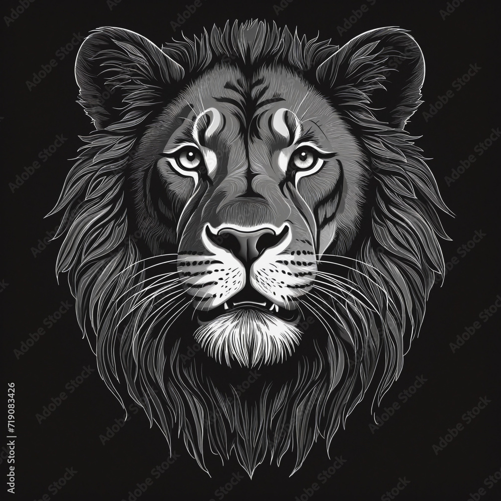 Flat design logo featuring a majestic lion