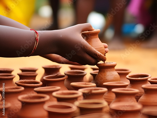 Clay Pot balancing games during Sinhala and Tamil New Year celebrations photo