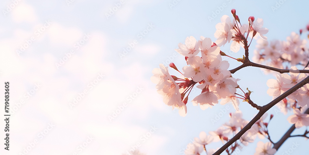 Sakura flowers on a clear sky background with copy space Sakura flowers on a clear sky background with copy space