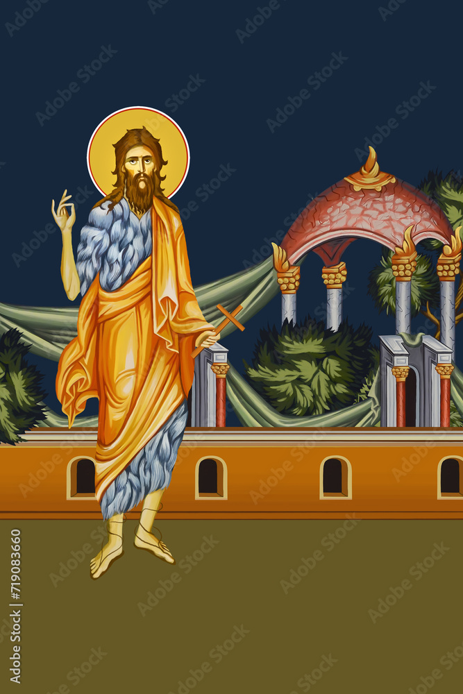 Fototapeta premium John the Baptist. Religious illustration in Byzantine style