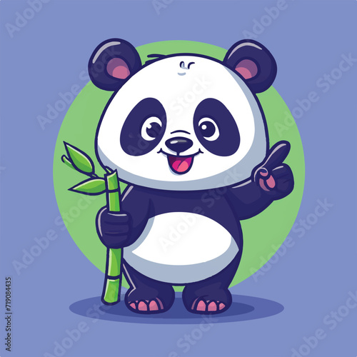 Cute Panda Holding Bamboo With Thumb