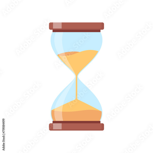 Hourglass isolated on white background. Vintage sandglass with sand inside to measure time. Vector illustration.