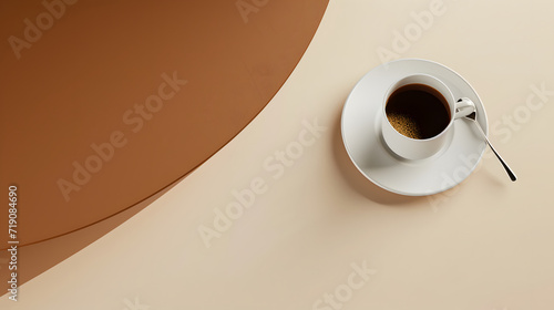 3d rendering of coffee product display and demonstration for product, demo, backdrop, mockup, daylight, nature, beige 