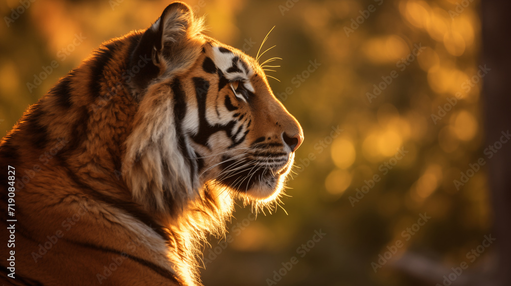 Fototapeta A Cinematic Closeup of a Fierce Tiger in Dynamic Ligh