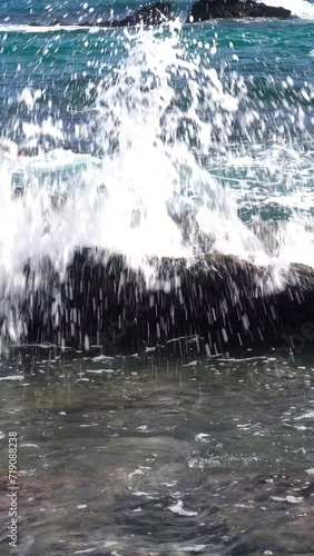 Wallpaper Mural Waves Crashing on the Rocky Shore Torontodigital.ca