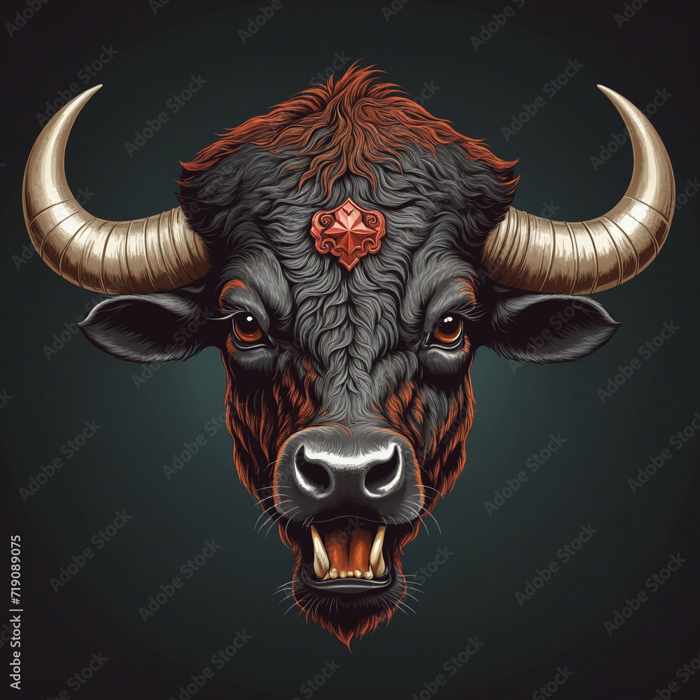 Minimalist Bison Logo in Flat Design Minimalist Bison Logo in Flat Design