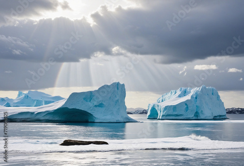 Exploring the Impact of Climate Change and Global Warming through Images of Melting Icebergs and Rising Sea Levels photo