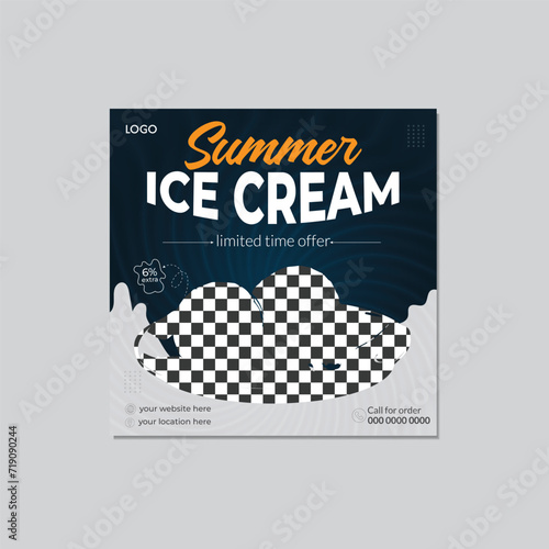 Summer Ice Cream social media design and template with mockup full editable file