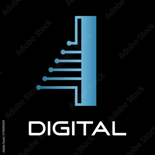 Technology letter logo design template illustration. This is good for technology, science, computer etc. this is i letter 