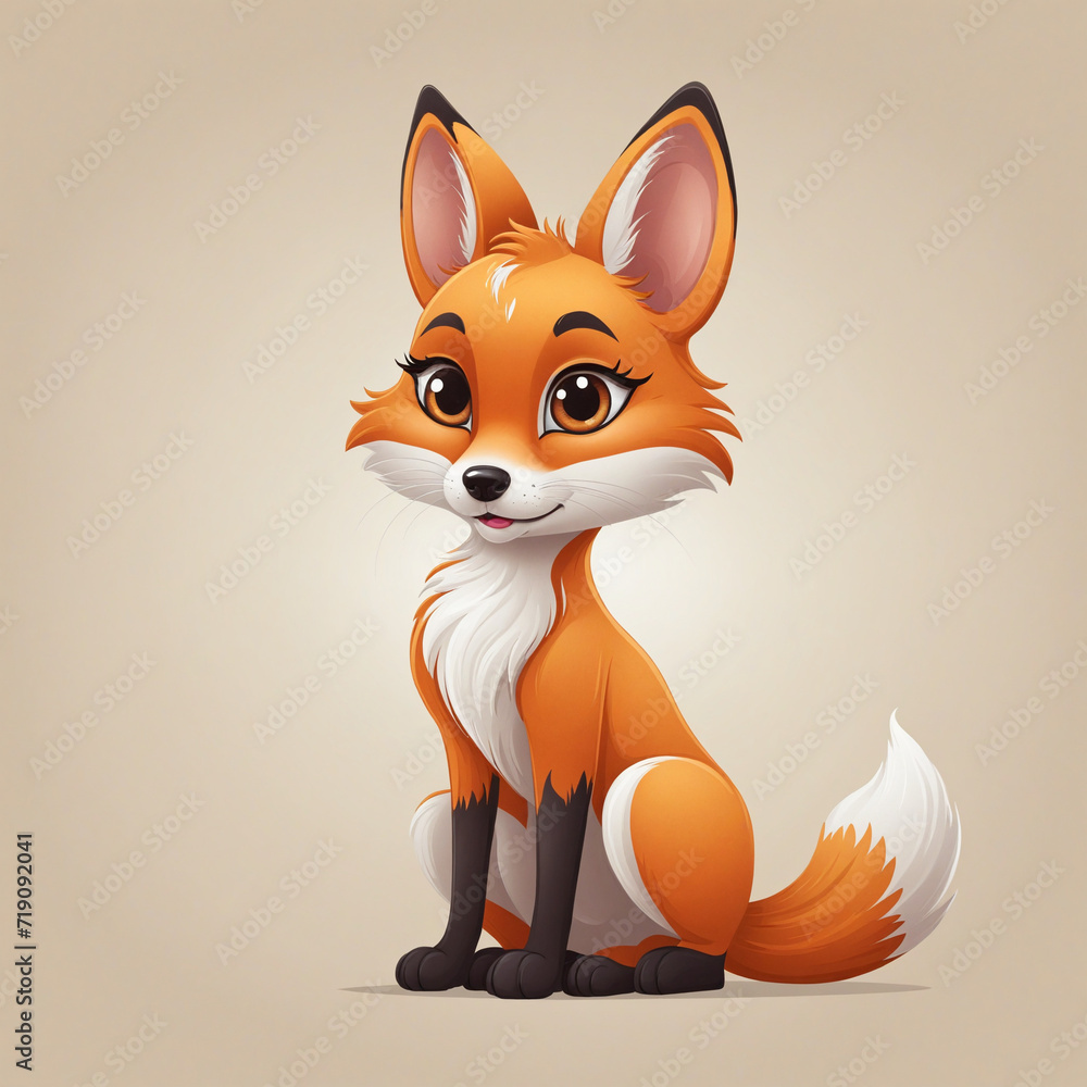 Obraz premium Adorable Fox Logo Design