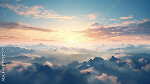 sunset in the mountains high definition(hd) photographic creative image 