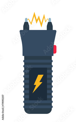 Stun gun for protection in the crime situation. Self defense concept. Vector illustration.