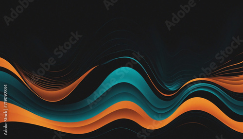 Colorful psychedelic gradient color wave on black background, music cover dance party poster design photo