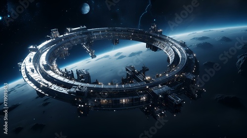 futuristic space platform on earth