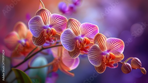 purple orchid, delicate Orchid Blooms: Adorn your home with elegance using this image showcasing delicate orchid blooms in full blossom, their intricate petals and vibrant colors exuding beauty