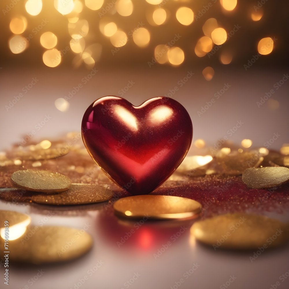Lovely happy Valentine's Day background with hearts, gold color border around the heart, glowing background; Valentine's Day concept Lovely happy Valentine's Day background with hearts, gold color border around the heart, glowing background; Valentine's Day concept