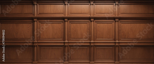 Exquisite handcrafted wood paneling with intricate frame pattern for elegant interiors. photo
