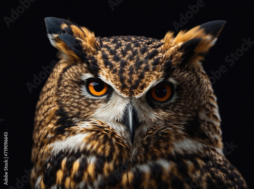 Black Background Owl