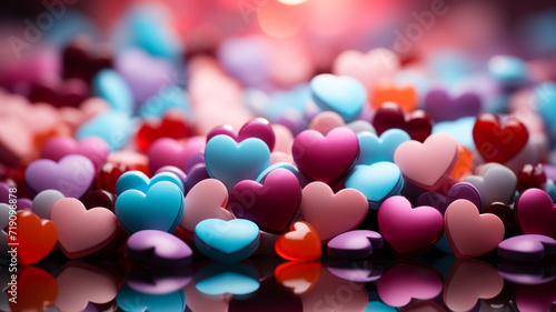 Valentine's Day background filled with hearts. The hearts are arranged in a variety of patterns