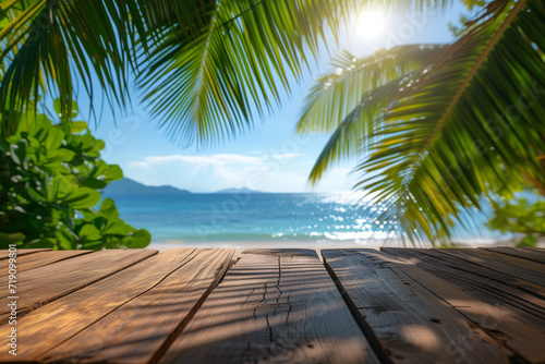 Product background sommer beach with palm trees