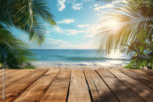 background stage beach with wooden floor, for product