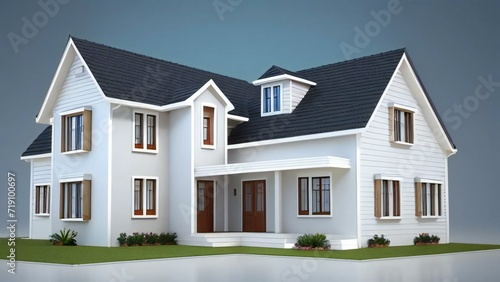 Architecture of 3d rendering modern house on white background. 3d illustration. concept for real estate or property © Samsul Alam