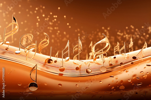 Treble clef and music notes, 3d rendering toned image - Ai Generated