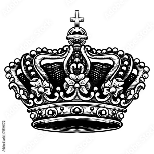 crown vintage heraldic hand drawing