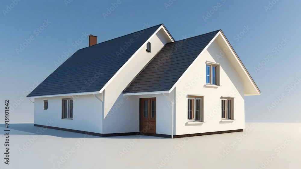 Architecture of 3d rendering modern house on white background. 3d illustration. concept for real estate or property Architecture of 3d rendering modern house on white background. 3d illustration. concept for real estate or property
