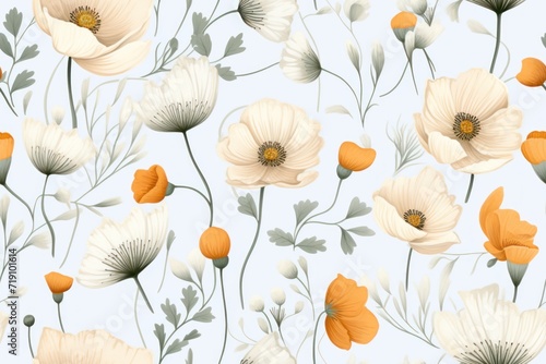 Seamless pattern inspired by vintage botanical illustrations