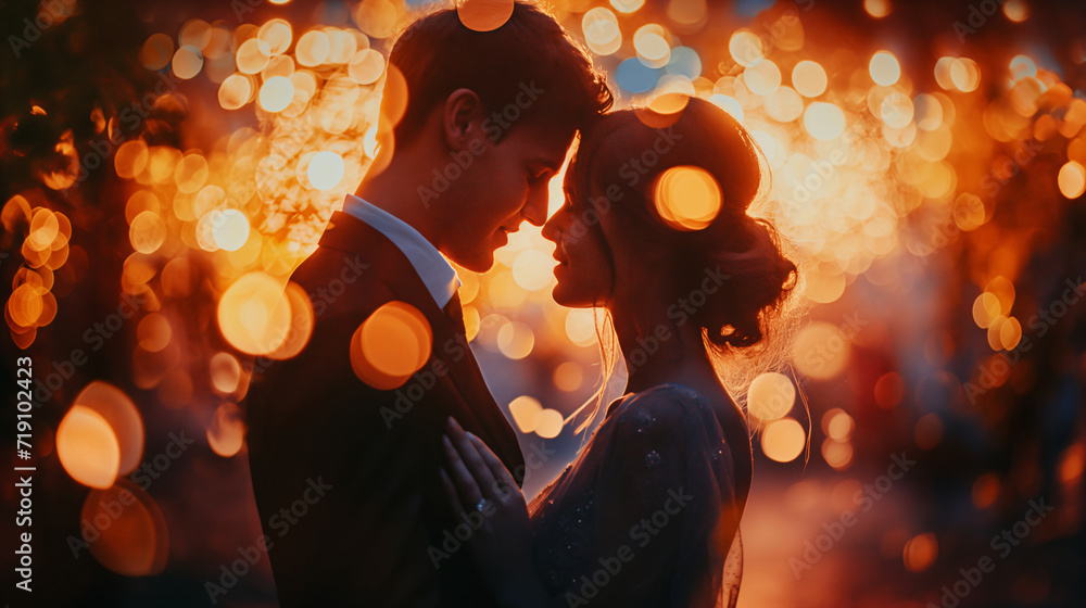 Fototapeta premium Romantic Moments Under Fairy Lights