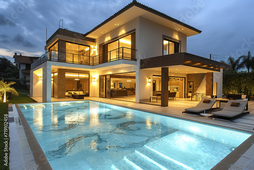 modern cozy house with pool and parking for sale or rent in luxurious style beautiful.