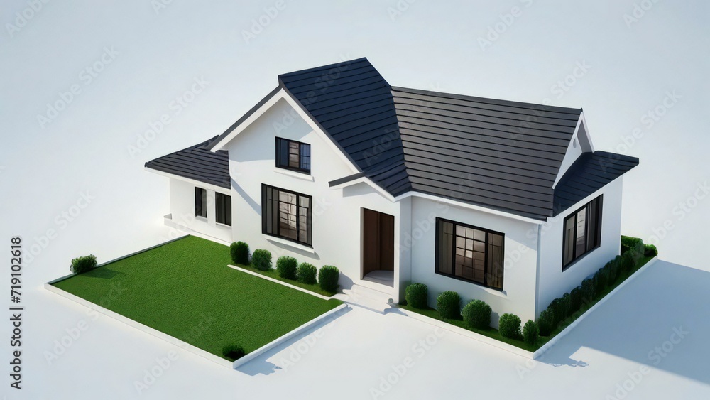 Architecture of 3d rendering modern house on white background. 3d illustration. concept for real estate or property Architecture of 3d rendering modern house on white background. 3d illustration. concept for real estate or property