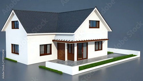 Architecture of 3d rendering modern house on white background. 3d illustration. concept for real estate or property © home 3d