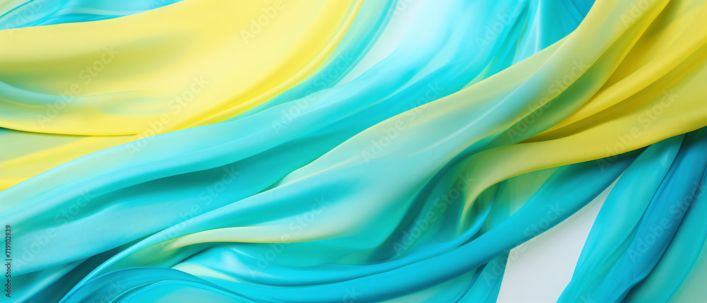 Bright turquoise and lemon-colored abstract background, abstract silk background. Bright turquoise and lemon-colored abstract background, abstract silk background.