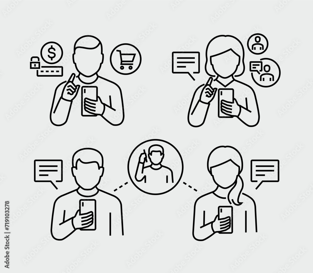 Person Using Mobile Phone Vector Line Icons
Person Using Mobile Phone Vector Line Icons